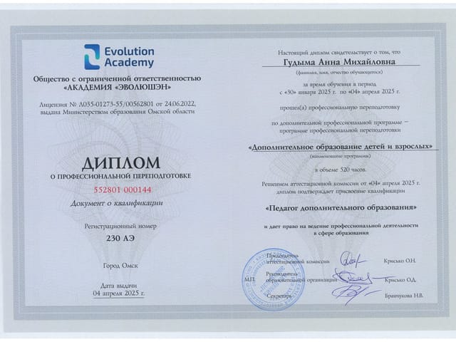 Сертификат мастера ANET LASER